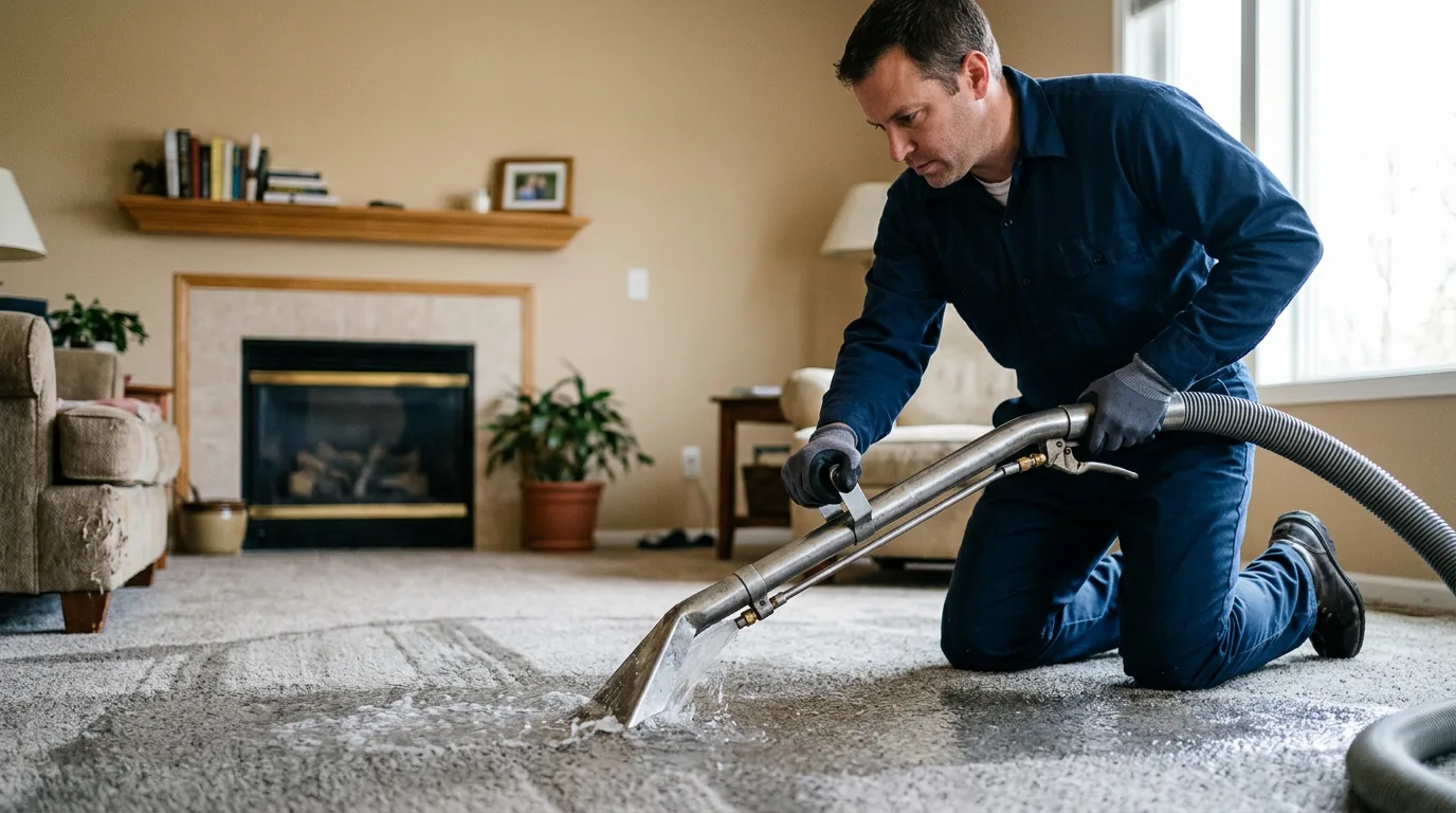 Water damage restoration technician working near Binger, OK